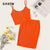 SHEIN Neon Orange Rib-Knit Crop Cami Top And Skinny Skirt Set Sexy Solid Sleeveless 2 Piece Set Spaghetti Strap Women Set